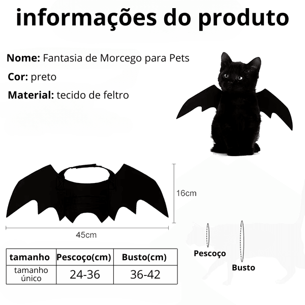 Fantasia de Morcego para Pets